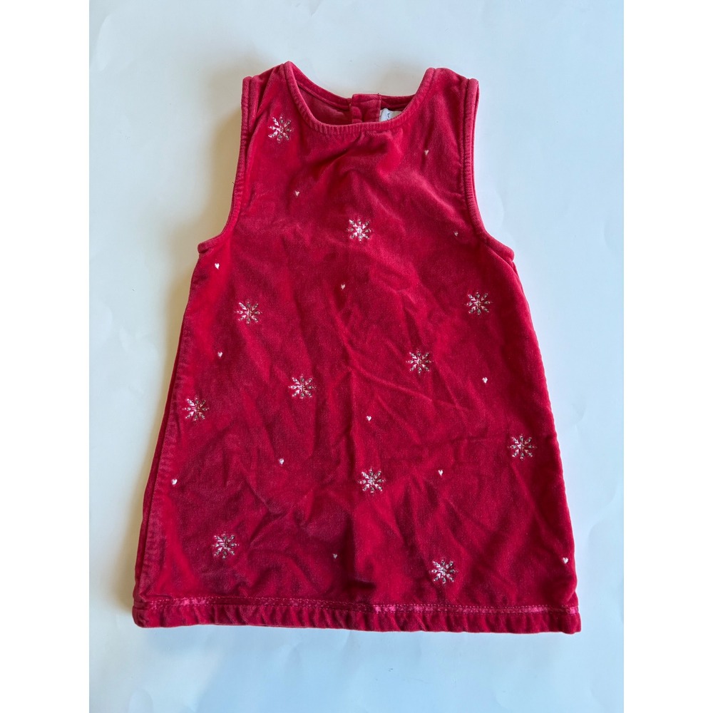 Sonoma Toddler Girls‎ 2T Red Holiday Dress Embroidered Snowflakes Winter Y2K